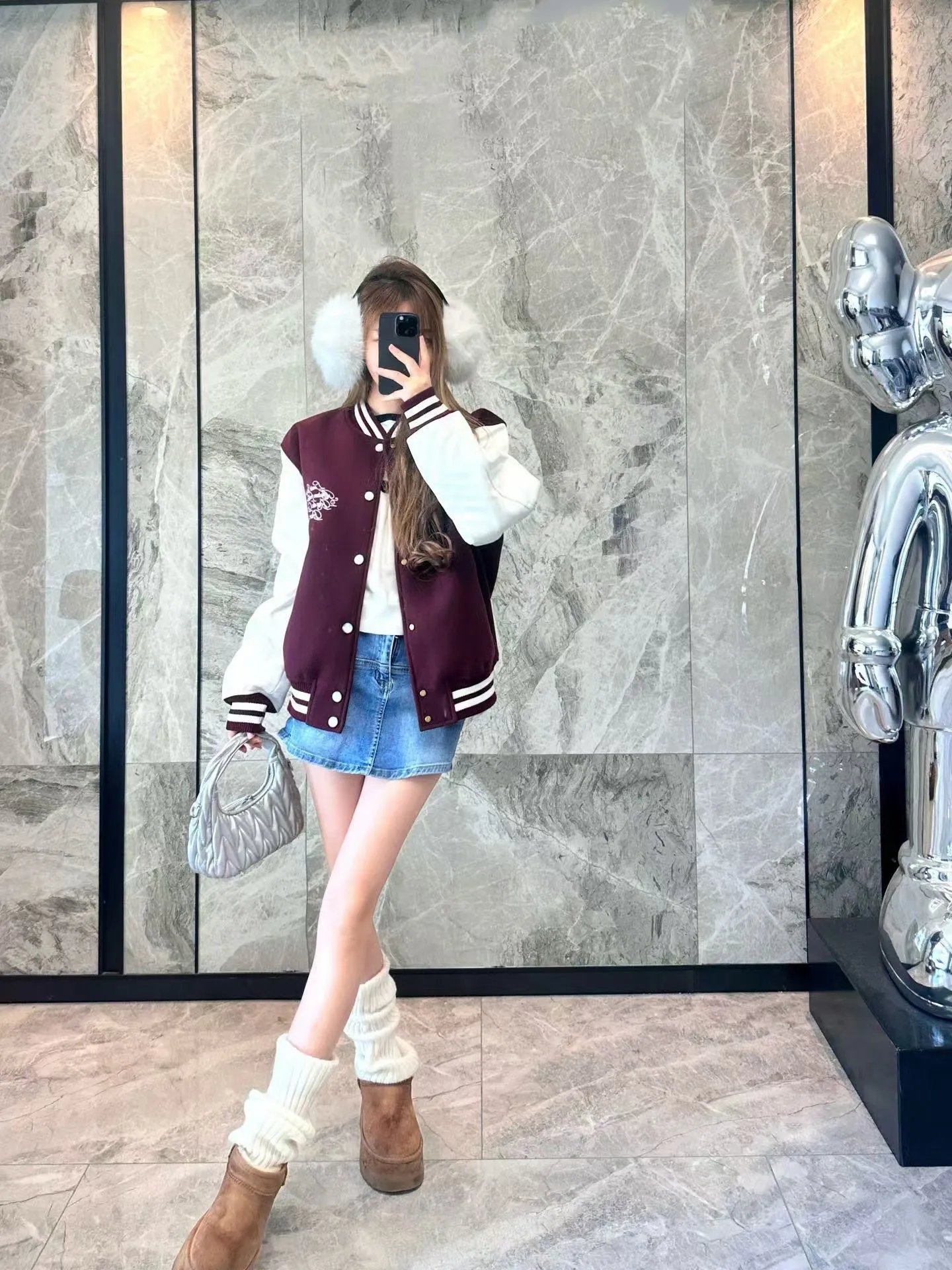 Louis Vuitton 24Fw embroidered logo jersey baseball jacket